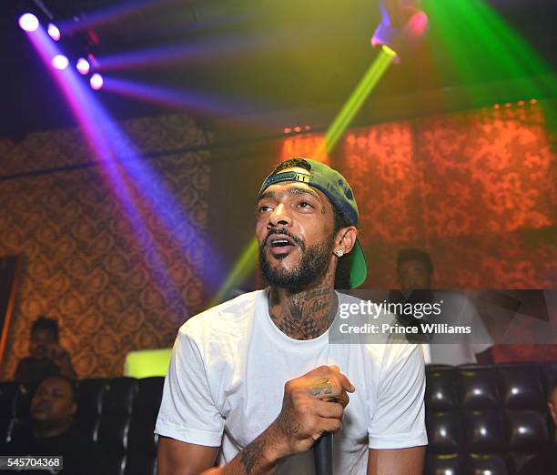 Nipsey Hussle attends The Eritrean soccer Tournament after party at Medusa on July 9, 2016 in Atlanta, Georgia.