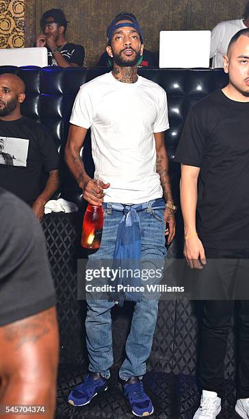 Nipsey Hussle attends The Eritrean soccer Tournament after party at Medusa on July 9, 2016 in Atlanta, Georgia.