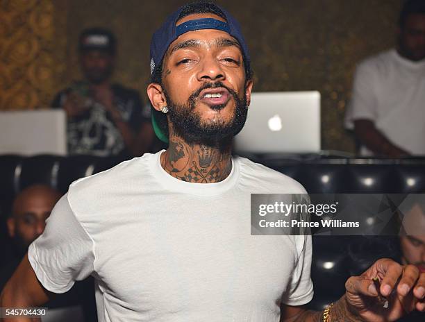 Nipsey Hussle attends The Eritrean soccer Tournament after party at Medusa on July 9, 2016 in Atlanta, Georgia.