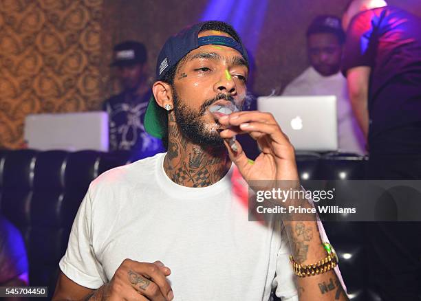 Nipsey Hussle attends The Eritrean soccer Tournament after party at Medusa on July 9, 2016 in Atlanta, Georgia.