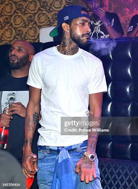 Nipsey Hussle attends The Eritrean soccer Tournament after party at Medusa on July 9, 2016 in Atlanta, Georgia.