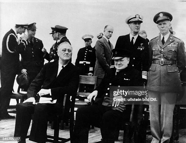Zusammenkunft des amerikanischen Präsidenten und des britischen Premiers auf hoher See in der Argentia / Placentia Bay vor der Südküste Neufundlands;...