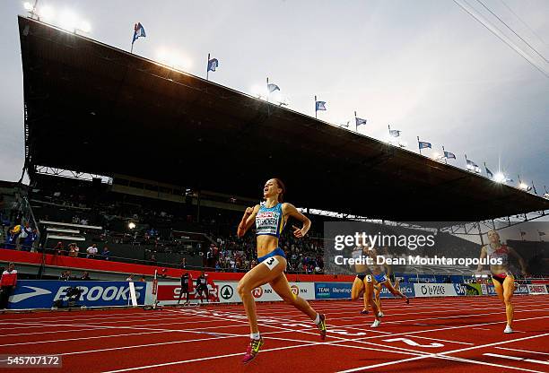 Nataliya Pryshchepa of Ukraine celebrates winning gold in the womens 800m on day 4 of the 23rd European Athletics Championships held at Olympic...