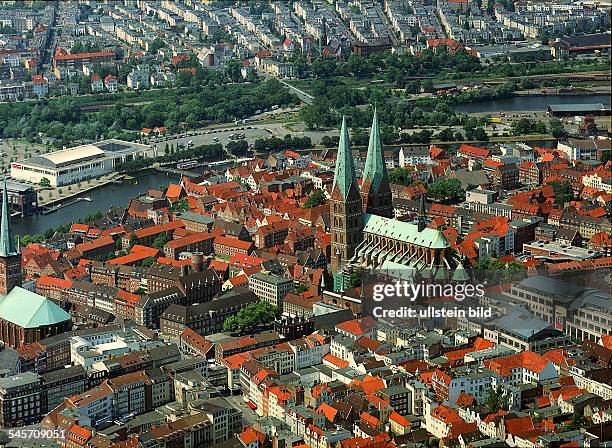 Germany Schleswig-Holstein Luebeck - Old town with 'St. Mary's church'