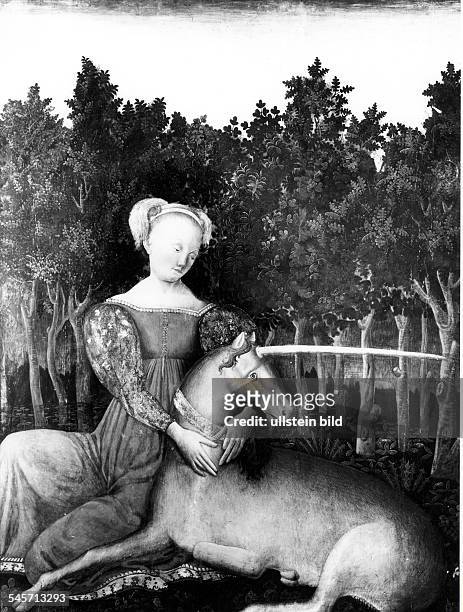 'Dame mit Einhorn', GemäldeLombardisch, um 1440- Esztergom , Christliches Museum
