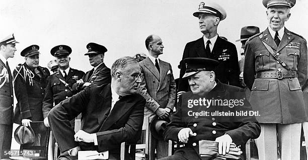 Zusammenkunft des amerikanischen Präsidenten und des britischen Premiers auf hoher See in der Argentia / Placentia Bay vor der Südküste Neufundlands;...