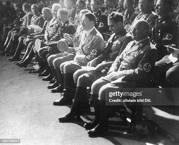 Germany, Third Reich - Nuremberg Rally 1935 Nazi leaders during the opening session of the party convention in the Luitpold Hall| from right: the...