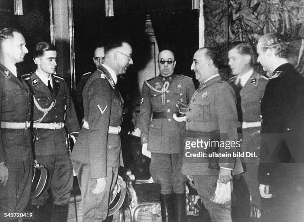 Spain : Nazi leader and head of the SS Heinrich Himmler meeting General Francisco Franco y Bahamonde in the Royal Palace of El Pardo near Madrid;...