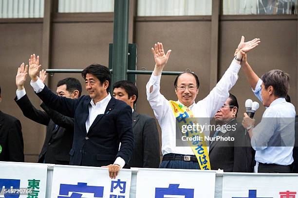 Japanese Prime Minister Shinzo Abe , president of the ruling Liberal Democratic Party , candidate Masaharu Nakagawa and the Liberal Democratic Party...