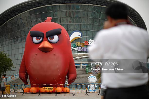 People tour in a Angry Birds theme park during its first opening on July 9, 2016 in Tianjin, China. It is the first one authorized by the Finnish...