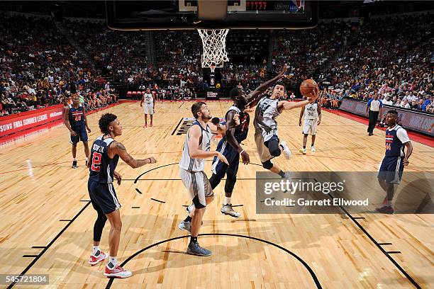 Dionte Christmas of Utah Jazz goes for the layup during the game against the Washington Wizards during the 2016 NBA Las Vegas Summer League on July...