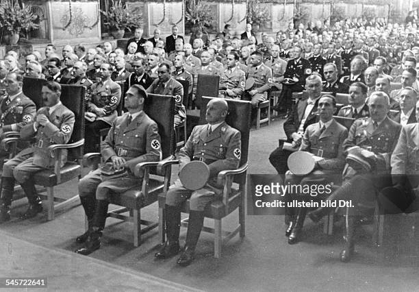 Germany, Third Reich - Nuremberg Rally 1938 Reception for Nazi leaders by representatives of the city of Nuremberg in the great hall of the city...