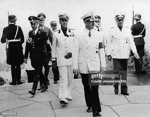 Foreign Affairs: Italien Foreign Minister Galeazzo Count Ciano as guest of Adolf Hitler in Fuschl, right: Reichsaussenminister Joachim von...