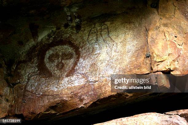 Western Australia - Aboriginal Rock Painting of a Wandjina , Galvans Gorge