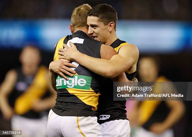 During the 2016 AFL Round 16 match between the Western Bulldogs and the Richmond Tigers at Etihad Stadium on July 9, 2016 in Melbourne, Australia.