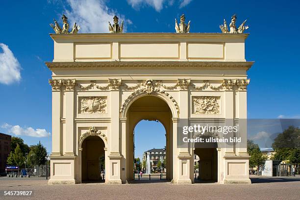 Germany Brandenburg Potsdam - Brandenburg Gate at the end of the street 'Brandenburger Strasse'