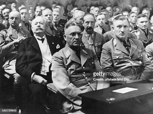 Meeting of the Reichstag at the Kroll Oper House after the so-called Roehm - Putsch; on the benches in the first row from left: Reichsstatthalter...