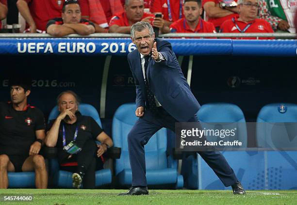 Coach of Portugal Fernando Santos gestures during the UEFA Euro 2016 quarter final match between Poland and Portugal at Stade Velodrome on June 30,...
