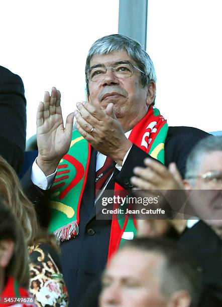 President of Portuguese Parliament Eduardo Ferro Rodrigues attends the UEFA EURO 2016 Group F match between Portugal and Iceland at Stade...