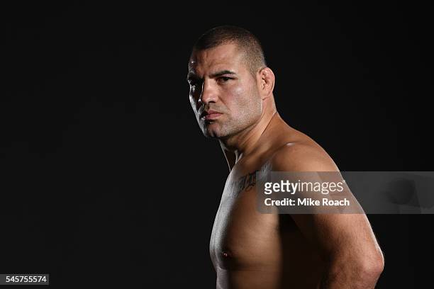 Cain Velasquez poses for a portrait backstage during the UFC 200 event on July 9, 2016 at T-Mobile Arena in Las Vegas, Nevada.
