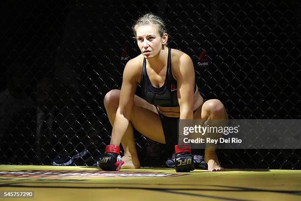 Miesha Tate during introduction against Amanda Nunes during the UFC 200 event at T-Mobile Arena on July 9, 2016 in Las Vegas, Nevada.