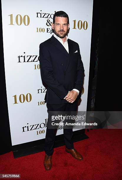 Actor Adam Sinclair arrives at the 100 Episode Celebration of TNT's "Rizzoli and Isles" at Cicada on July 9, 2016 in Los Angeles, California.