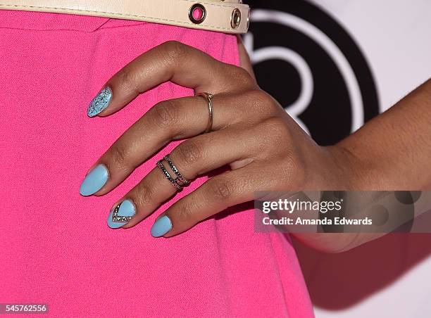 Actress Kara Royster, manicure and ring detail, arrives at the 4th Annual Beautycon Festival Los Angeles at the Los Angeles Convention Center on July...