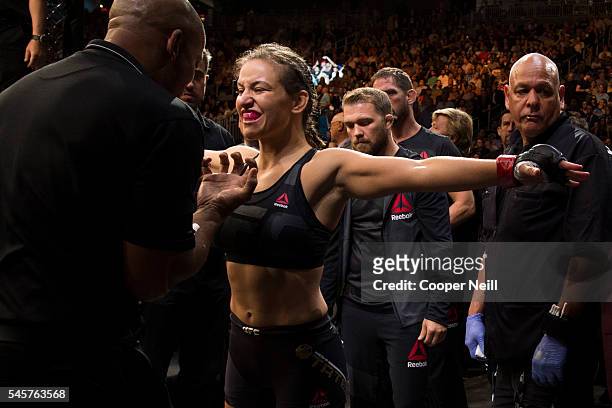 Miesha Tate prepares to enter the Octagon against Amanda Nunes during UFC 200 at T-Mobile Arena on July 9, 2016 in Las Vegas, Nevada.
