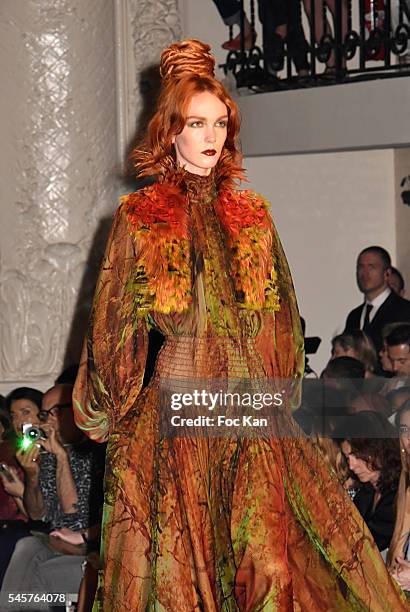 Model walks the runway during the Jean-Paul Gaultier Haute Couture Fall/Winter 2016-2017 show as part of Paris Fashion Week on July 6, 2016 in Paris,...