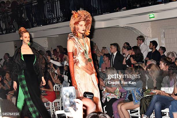 Models walk the runway during the Jean-Paul Gaultier Haute Couture Fall/Winter 2016-2017 show as part of Paris Fashion Week on July 6, 2016 in Paris,...