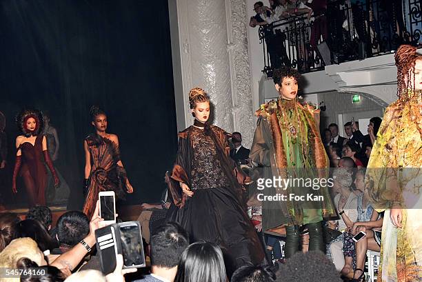 Models walk the runway during the Jean-Paul Gaultier Haute Couture Fall/Winter 2016-2017 show as part of Paris Fashion Week on July 6, 2016 in Paris,...