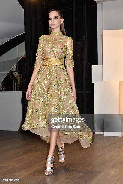 Model walks the runway during the Dany Atrache Haute Couture Fall/Winter 2016-2017 show as part of Paris Fashion Week on July 4, 2016 in Paris,...