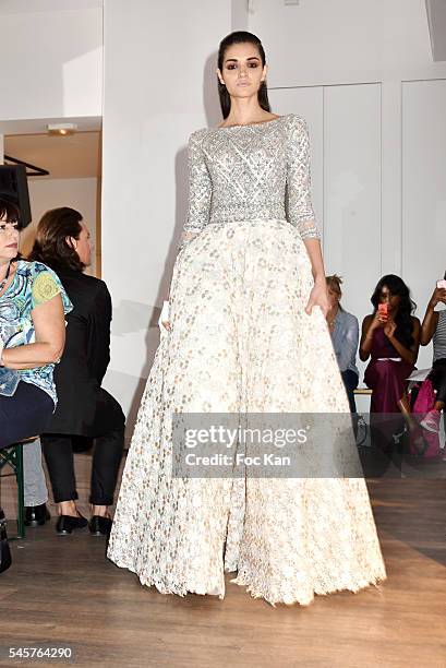 Model walks the runway during the Dany Atrache Haute Couture Fall/Winter 2016-2017 show as part of Paris Fashion Week on July 4, 2016 in Paris,...