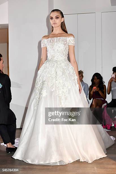 Model walks the runway during the Dany Atrache Haute Couture Fall/Winter 2016-2017 show as part of Paris Fashion Week on July 4, 2016 in Paris,...