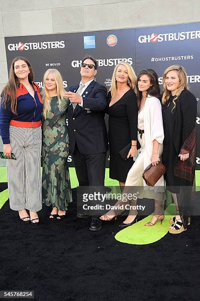 Danielle Aykroyd, Dan Aykroyd, Donna Dixon, Stella Aykroyd, and Belle Aykroyd attend The Los Angeles Premiere of "Ghostbusters" at TCL Chinese...