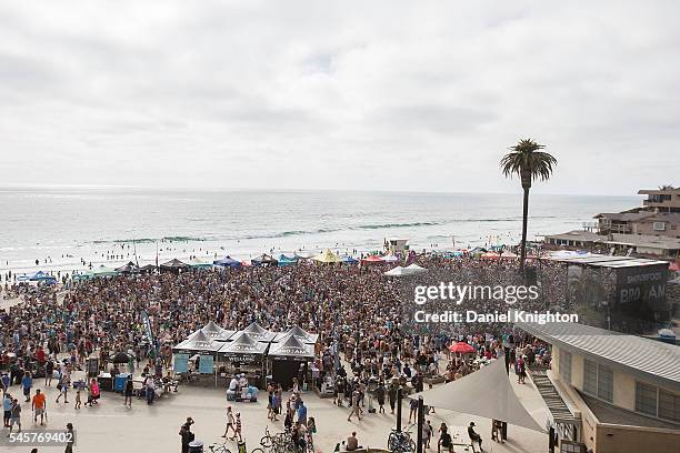 General view of the atmosphere at the 12th Annual Switchfoot Bro-Am at Moonlight Beach on July 9, 2016 in Encinitas, California.