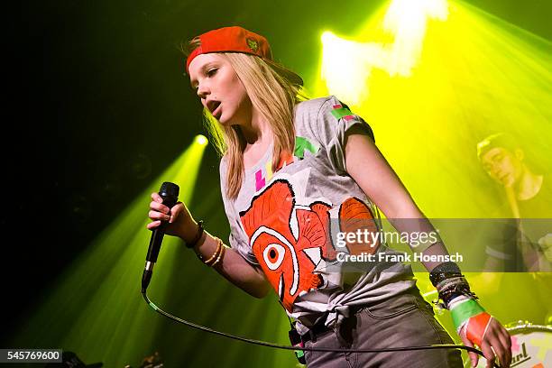 German singer Lina Larissa Strahl performs live during a concert at the Columbia Theater on July 7, 2016 in Berlin, Germany.