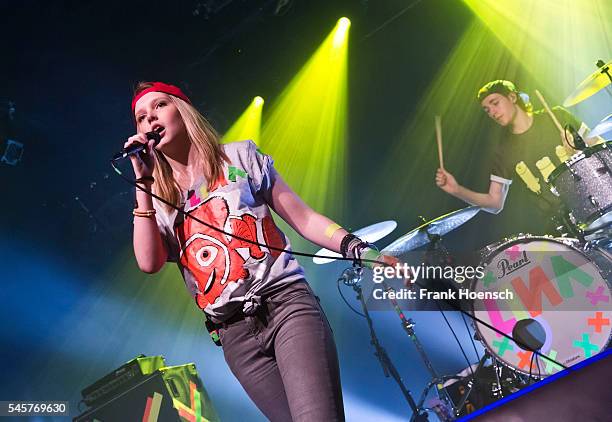 German singer Lina Larissa Strahl performs live during a concert at the Columbia Theater on July 7, 2016 in Berlin, Germany.