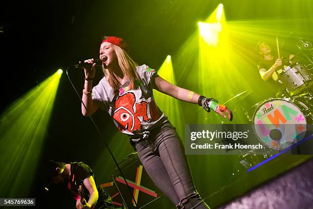 German singer Lina Larissa Strahl performs live during a concert at the Columbia Theater on July 7, 2016 in Berlin, Germany.