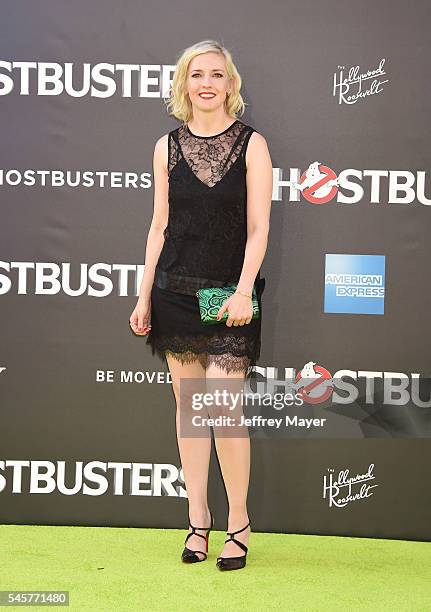 Co-writer Katie Dippold arrives at the Premiere of Sony Pictures' 'Ghostbusters' at TCL Chinese Theatre on July 9, 2016 in Hollywood, California.