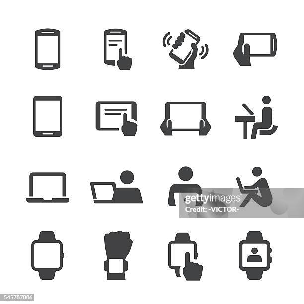 mobile devices icons - acme series - electronic organizer stock illustrations