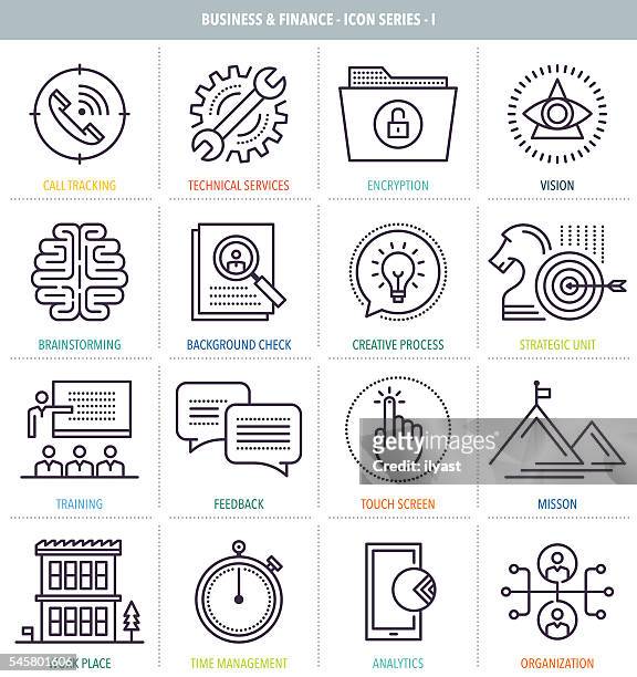 business and finance icon set - finance and economy stock illustrations