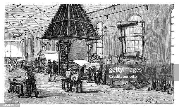 paper mill - paper industry stock illustrations