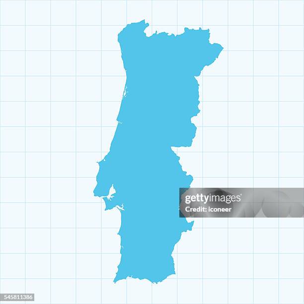 ilustrações de stock, clip art, desenhos animados e ícones de portugal map on blue ice colored grid background - mapa portugal