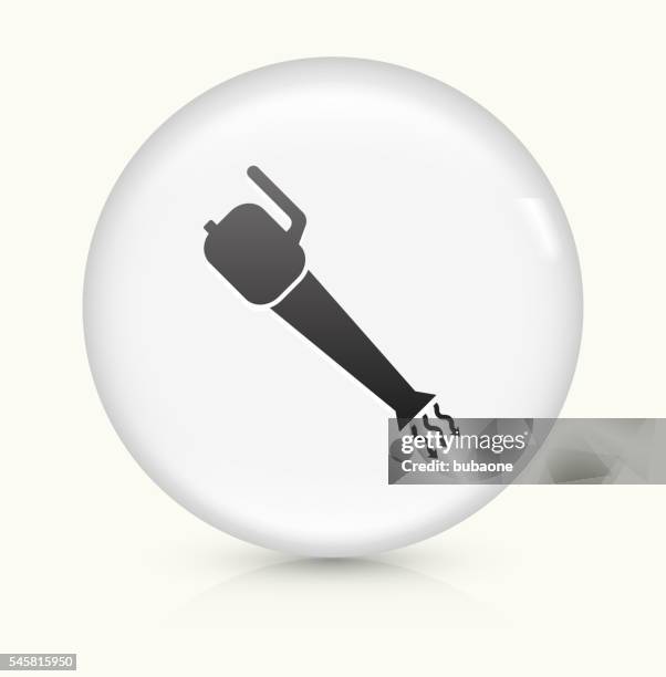 leaf blower icon on white round vector button - leaf blower stock illustrations