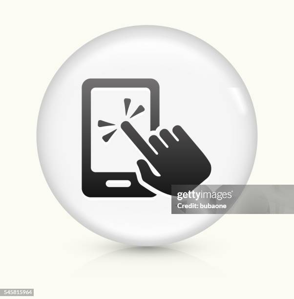 touch screen smart phone icon on white round vector button - light sensor stock illustrations