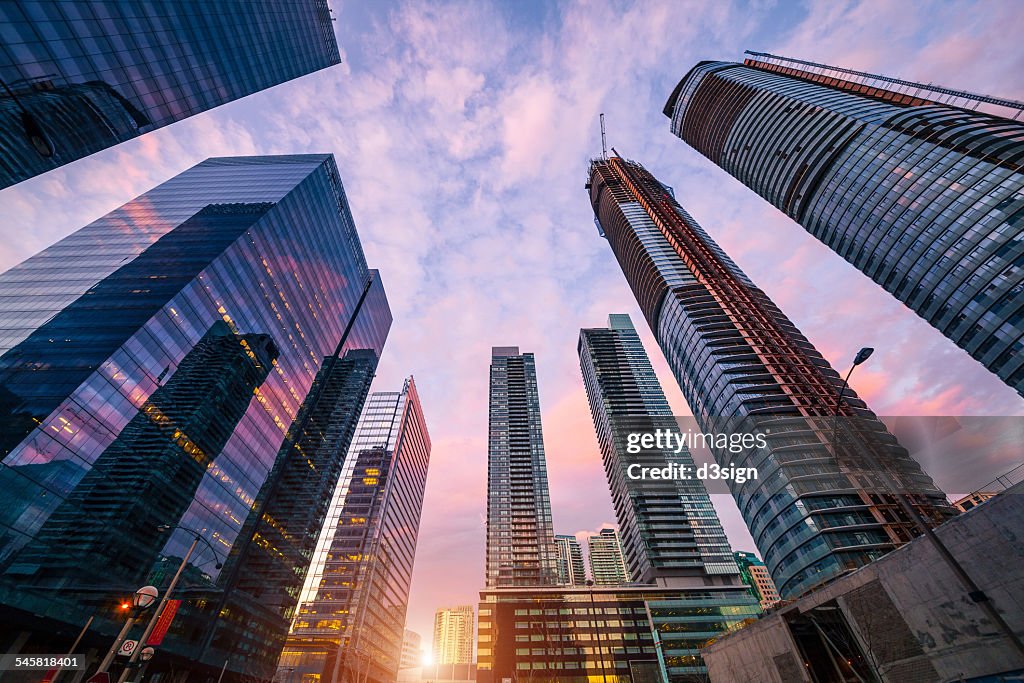 Modern skyscrapers of busy Toronto downtown