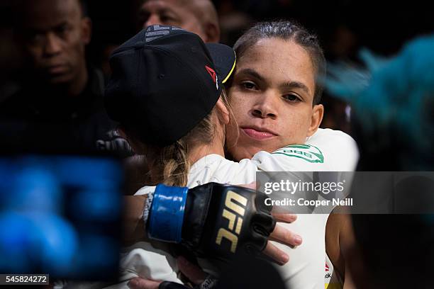 Amanda Nunes prepares to enter the Octagon against Miesha Tate during UFC 200 at T-Mobile Arena on July 9, 2016 in Las Vegas, Nevada.