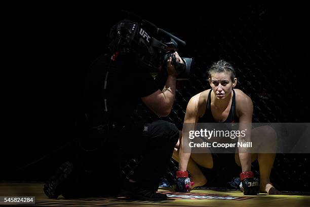 Miesha Tate prepares to fight Amanda Nunes during UFC 200 at T-Mobile Arena on July 9, 2016 in Las Vegas, Nevada.