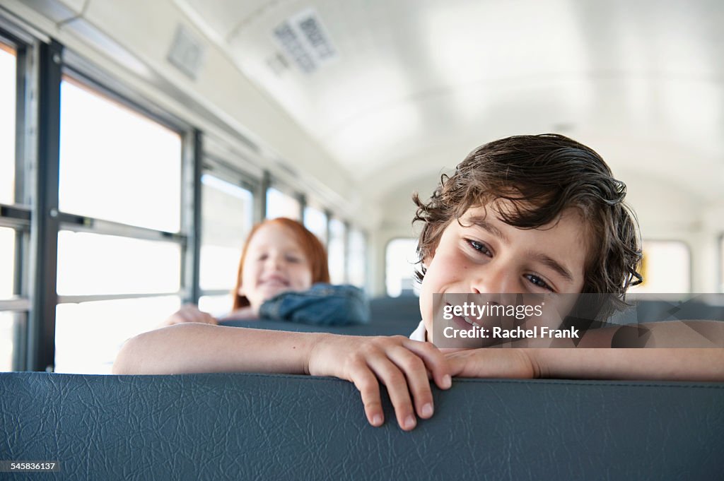 Kids Using Bus Children On School Bus High-Res Stock Photo - Getty Images
